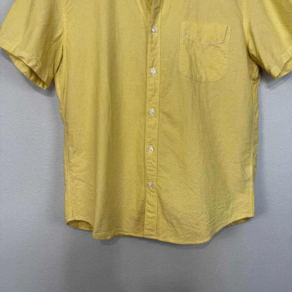 J.Crew Shirt Mens Large Yellow Lightweight Oxford Slim Button Down Short Sleeve - Picture 3 of 13